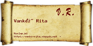 Vankó Rita névjegykártya